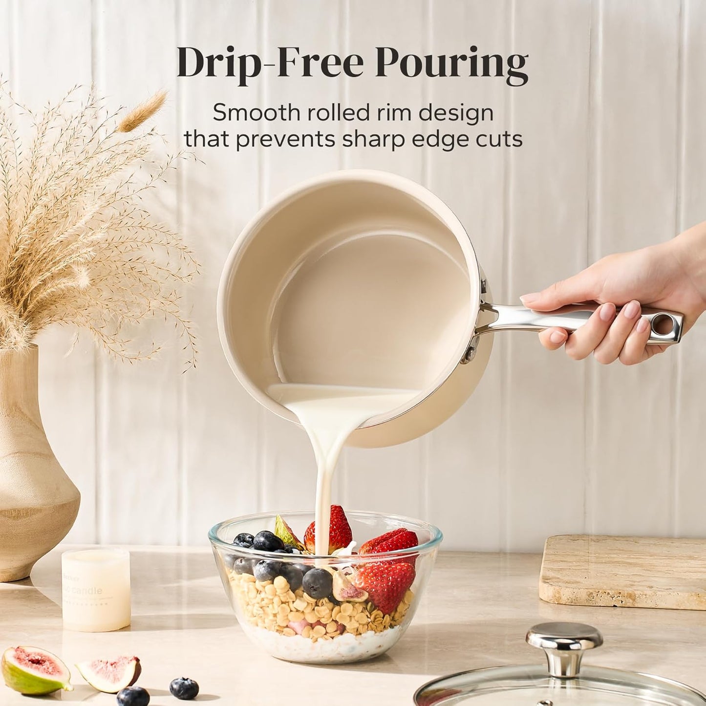 Set utensilios cocina cerámica 8pulg cacerola 2.5qt