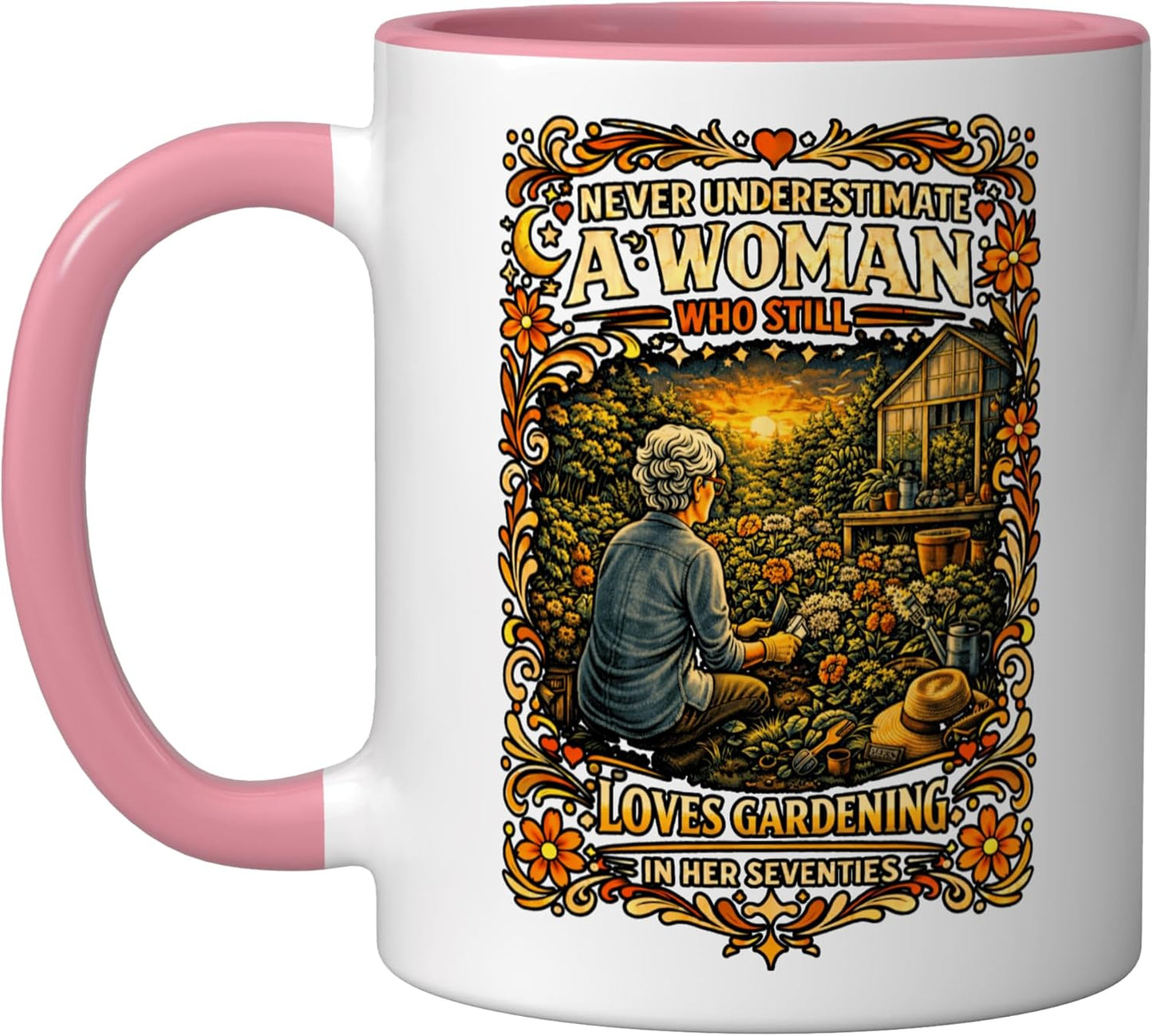 Taza Cerámica para Mujer 70s Rosa/Blanco