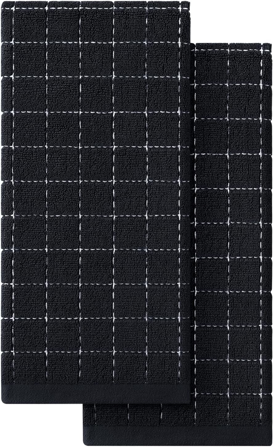 Toallas cocina algodón 13x28pulg cuadros suaves set 2