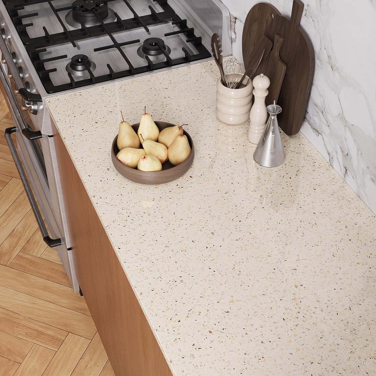 Papel adhesivo granito beige para encimeras cocina baño