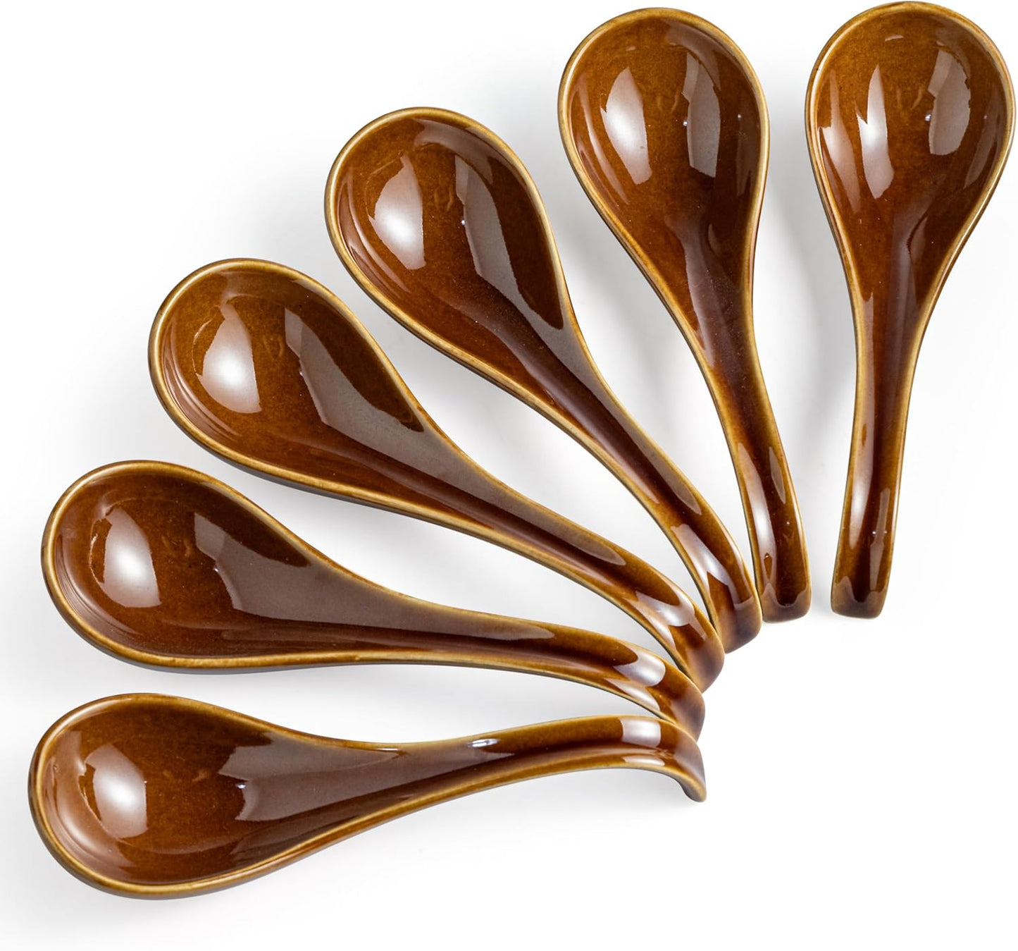 Set 2 Cestas Frutas Cerámica con Cucharas Sopa Asiática 6.5pulg