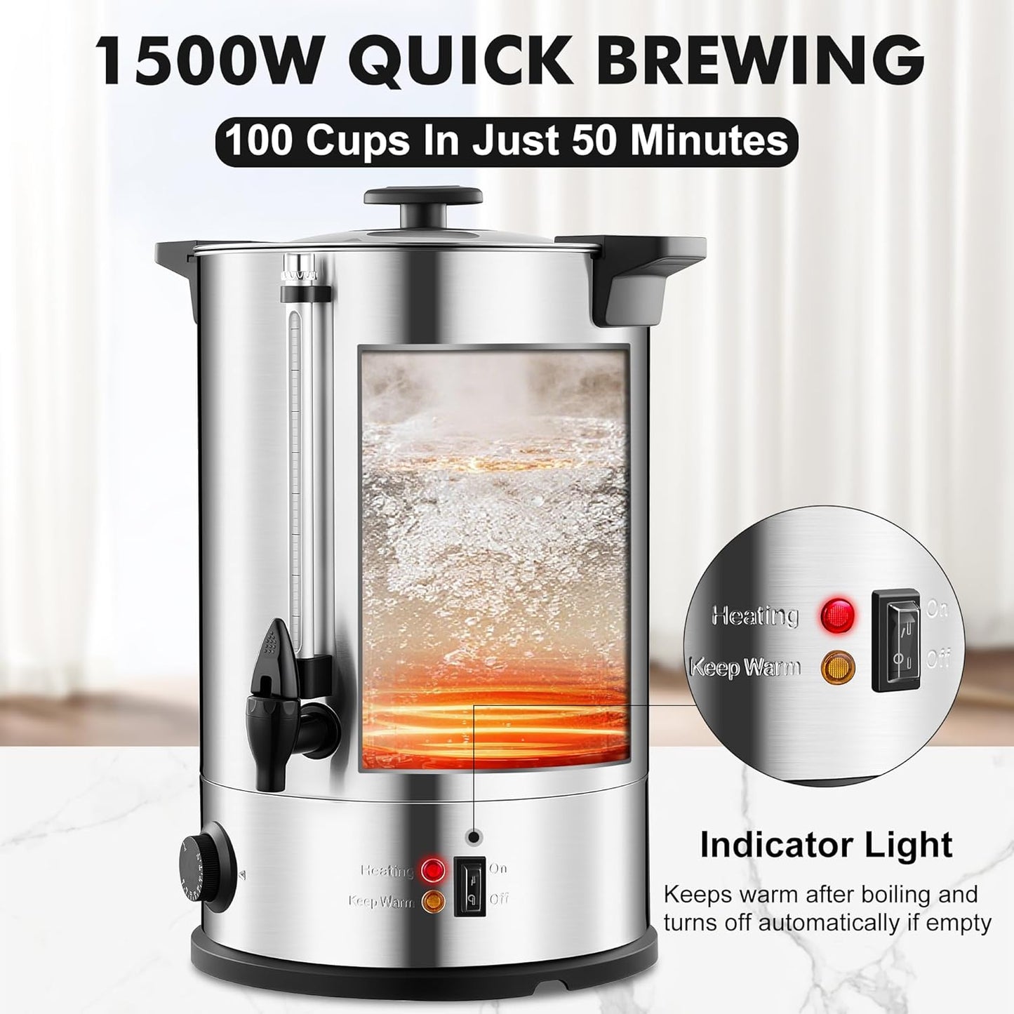 Urna Café Comercial 100 Tazas Acero Inox Doble Pared