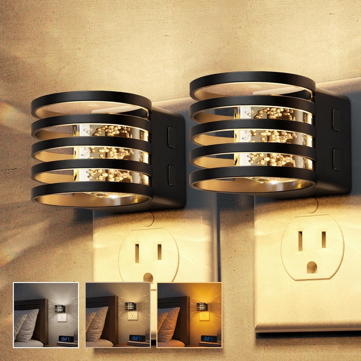 Luces nocturnas enchufables pared pack 2 con sensor 3CCT ajustable