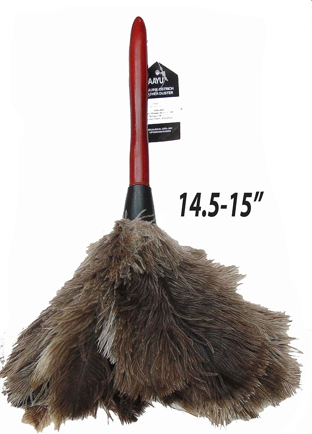 Plumero avestruz madera 14.5pulg hogar limpieza reutilizable