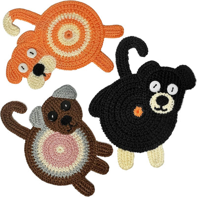 Posavasos creativos tejidos para amantes de los perros y gatos