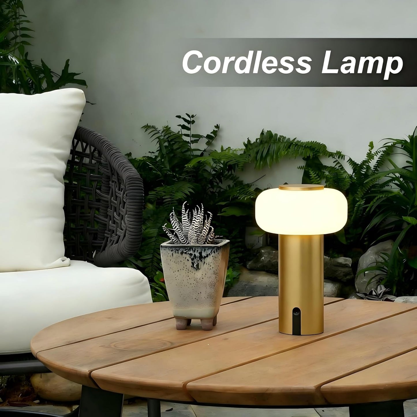 Lámpara Mesa Inalámbrica Recargable Luz Nocturna Regulable Oro