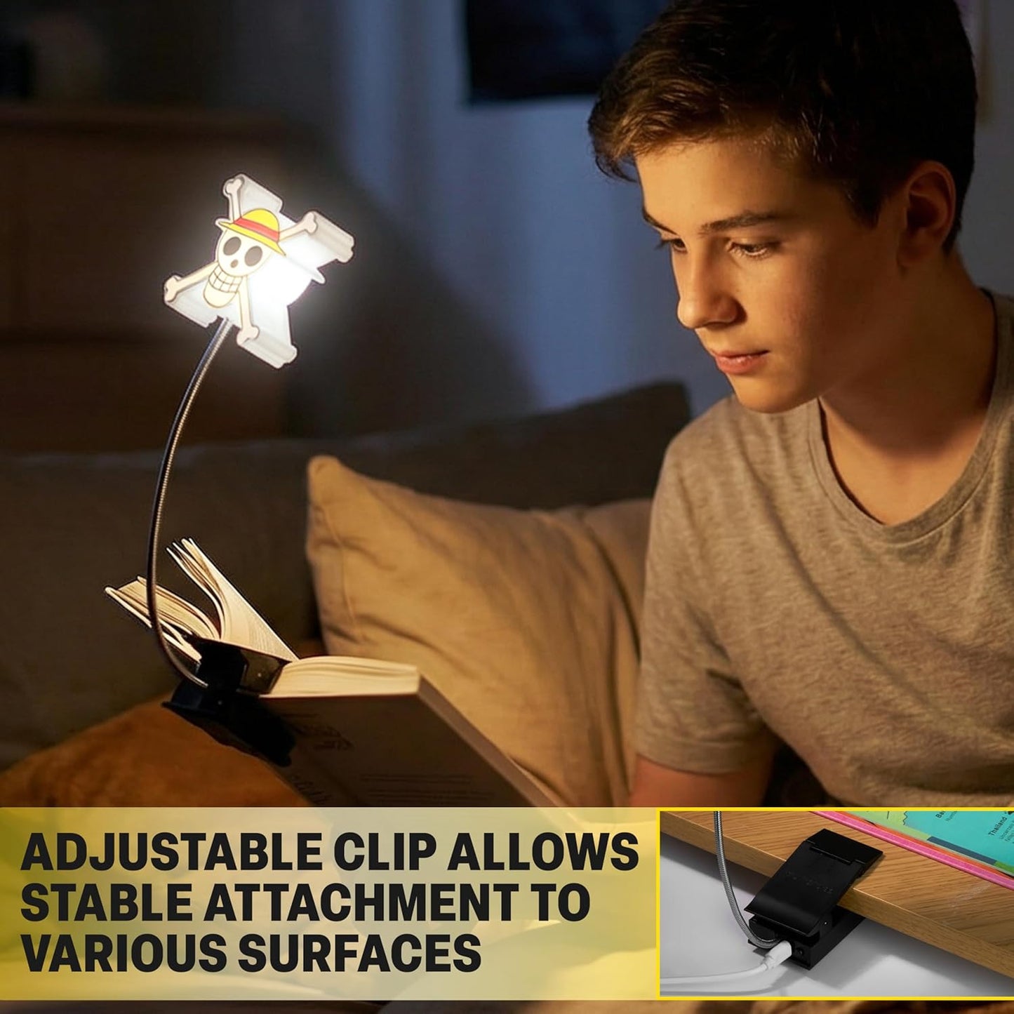 Luz libro LED 3D con clip para leer en la cama