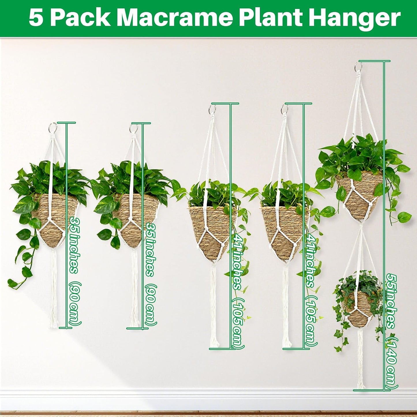 Colgador macramé 5 macetas decoración bohemia
