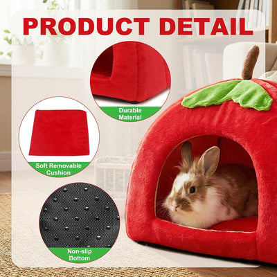 Escondite para hurón con forro polar cojines calabaza roja