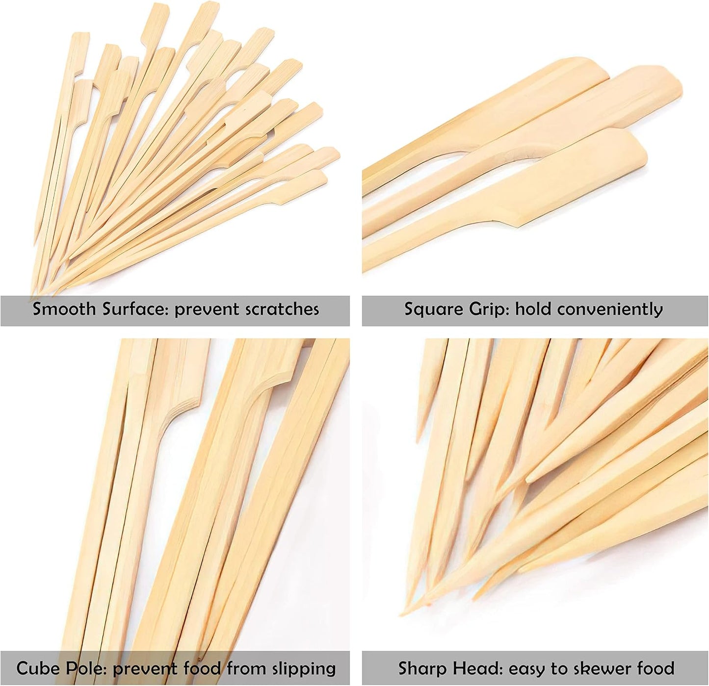 Brochetas bambú 9cm 100pzas para cóctel malvaviscos frutas