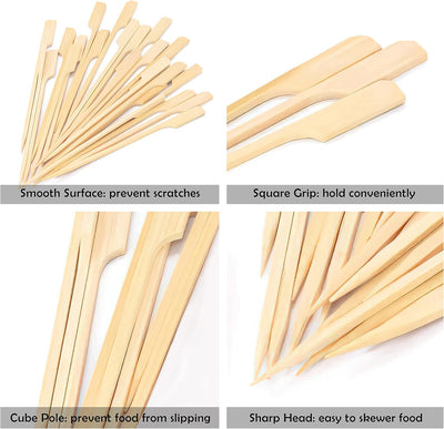 Brochetas bambú 9cm 100pzas para cóctel malvaviscos frutas