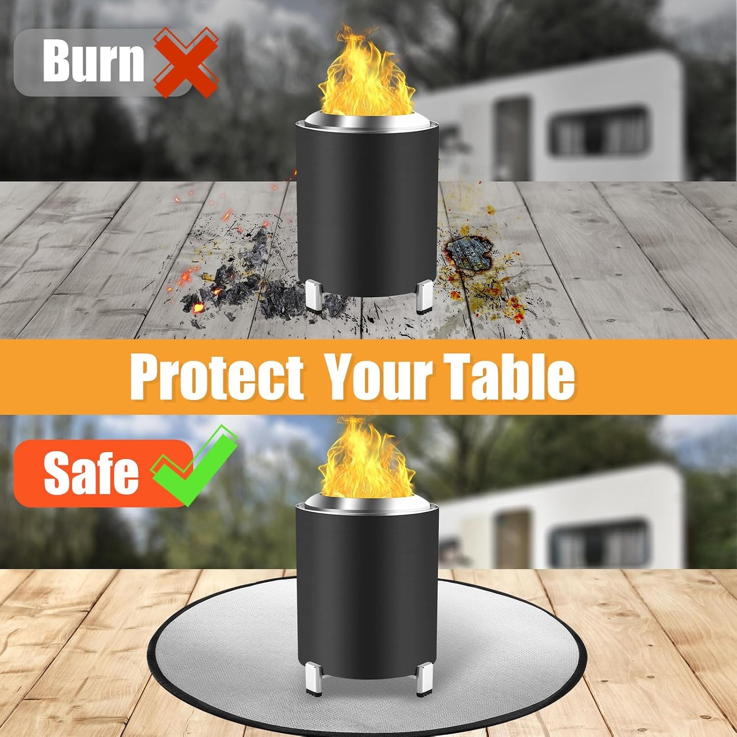 Tapete hoguera 18.5pulg comp. solo stove mesa ignífugo 5 capas