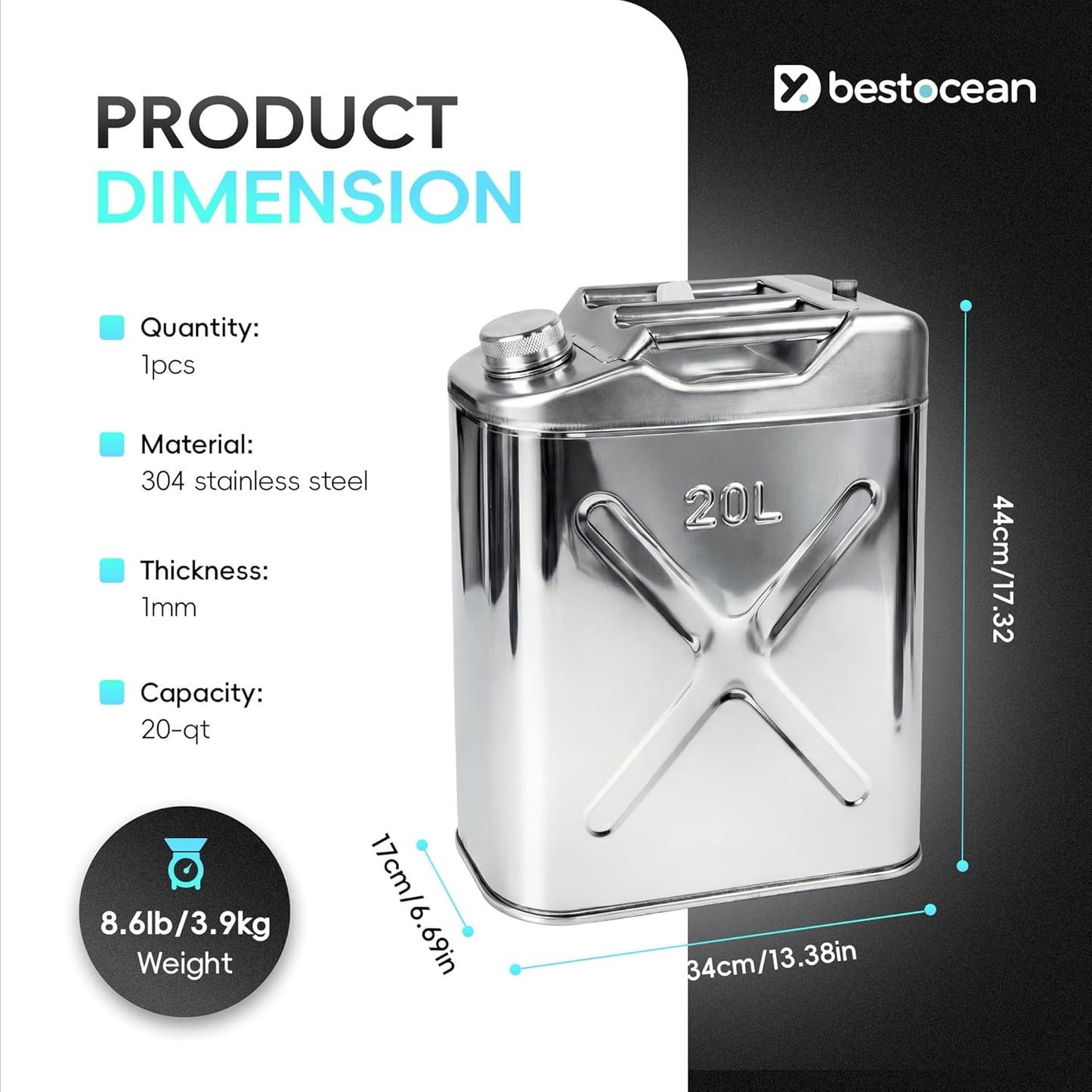 Contenedor aceite usado acero inox 304 5gal 20L