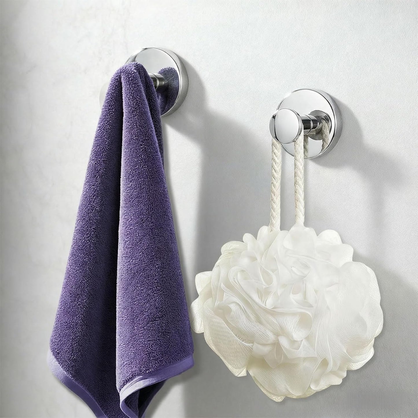 Ganchos ventosa ducha baño vidrio azulejos cromado set 4