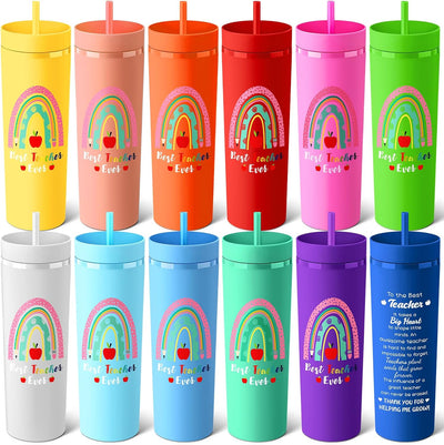 Vasos plástico doble pared con tapa y pajita 12 pz