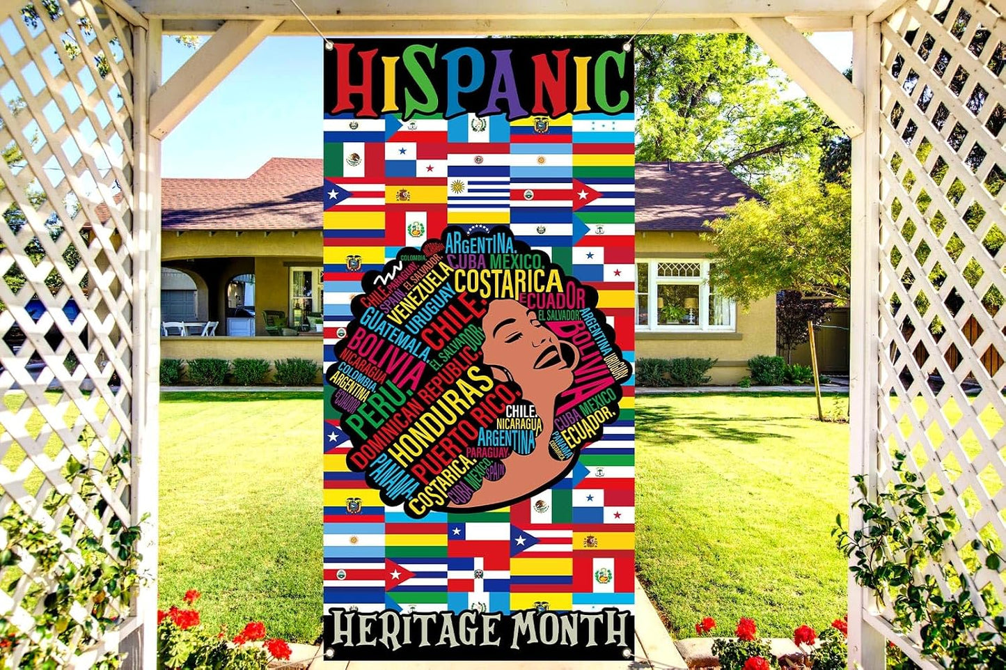 Telón puerta hispano cultura 21 países escuela aula