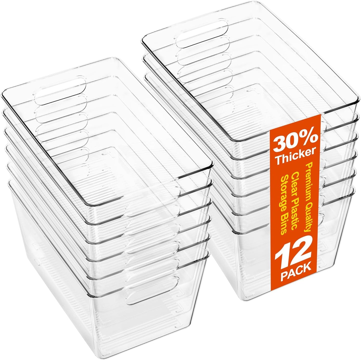 Pack 12 Cubos Plástico Transparente Organizadores Refrigerador