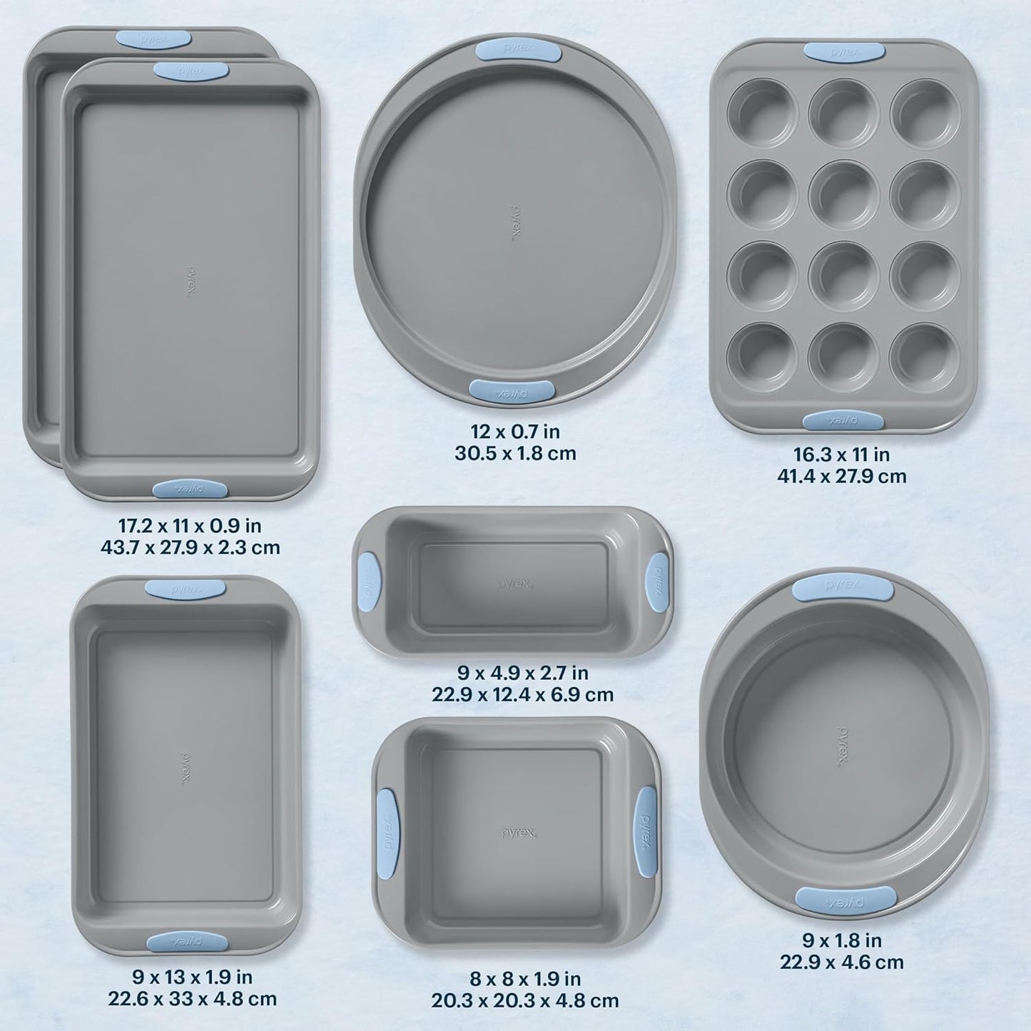 Set 8 Bandejas Hornear Acero Inox Asas Silicona