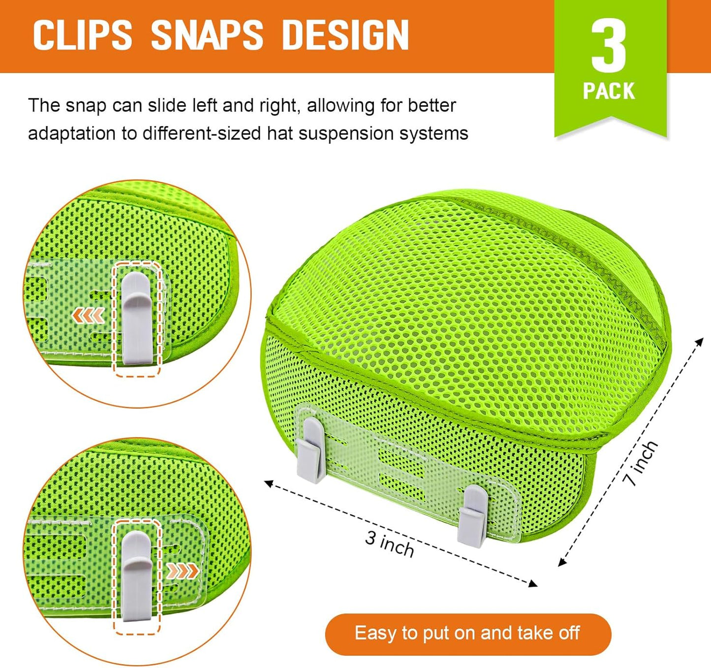 Forro sudor casco duro malla absorbente reutilizable set 3