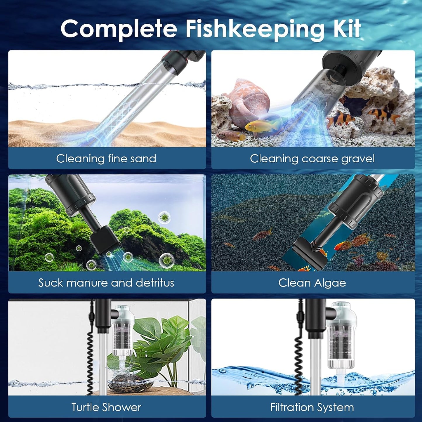 Aspiradora acuario 8en1 multifuncional 36W para limpieza automática