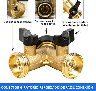 Divisor manguera jardín latón 3/4 pulg conector resistente