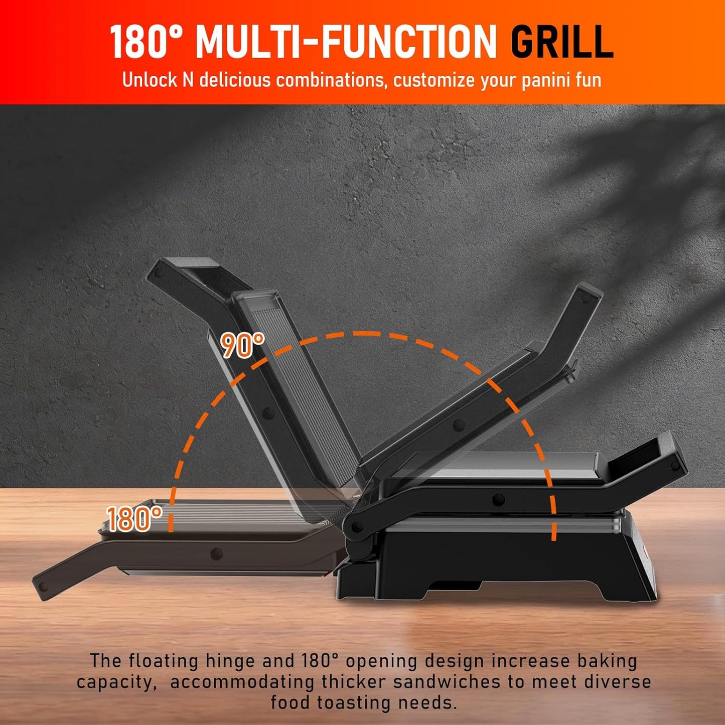 Parrilla eléctrica 1200W para sándwich 2 rebanadas