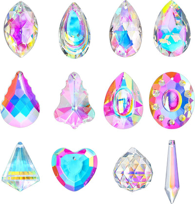 Atrapasoles cristal colgante arco iris para lámpara 12 pzas