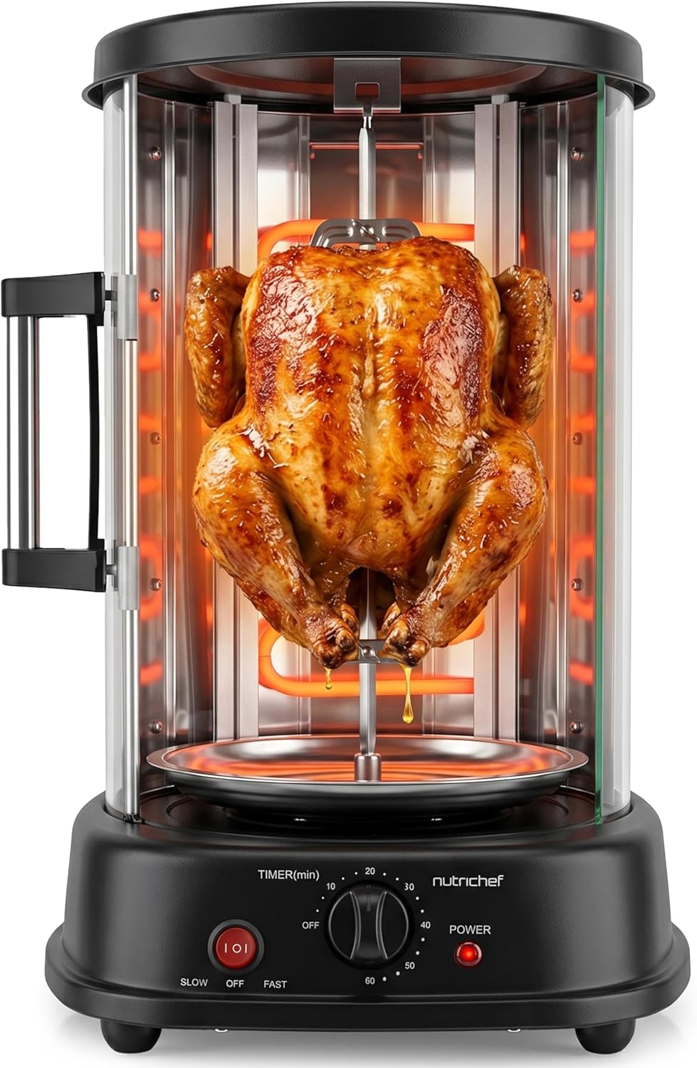 Horno giratorio vertical NutriChef para encimera con estante kebob