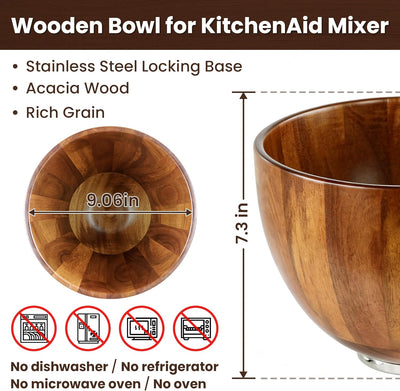 Bowl Mezclar Madera Roble Acero Inox para KitchenAid