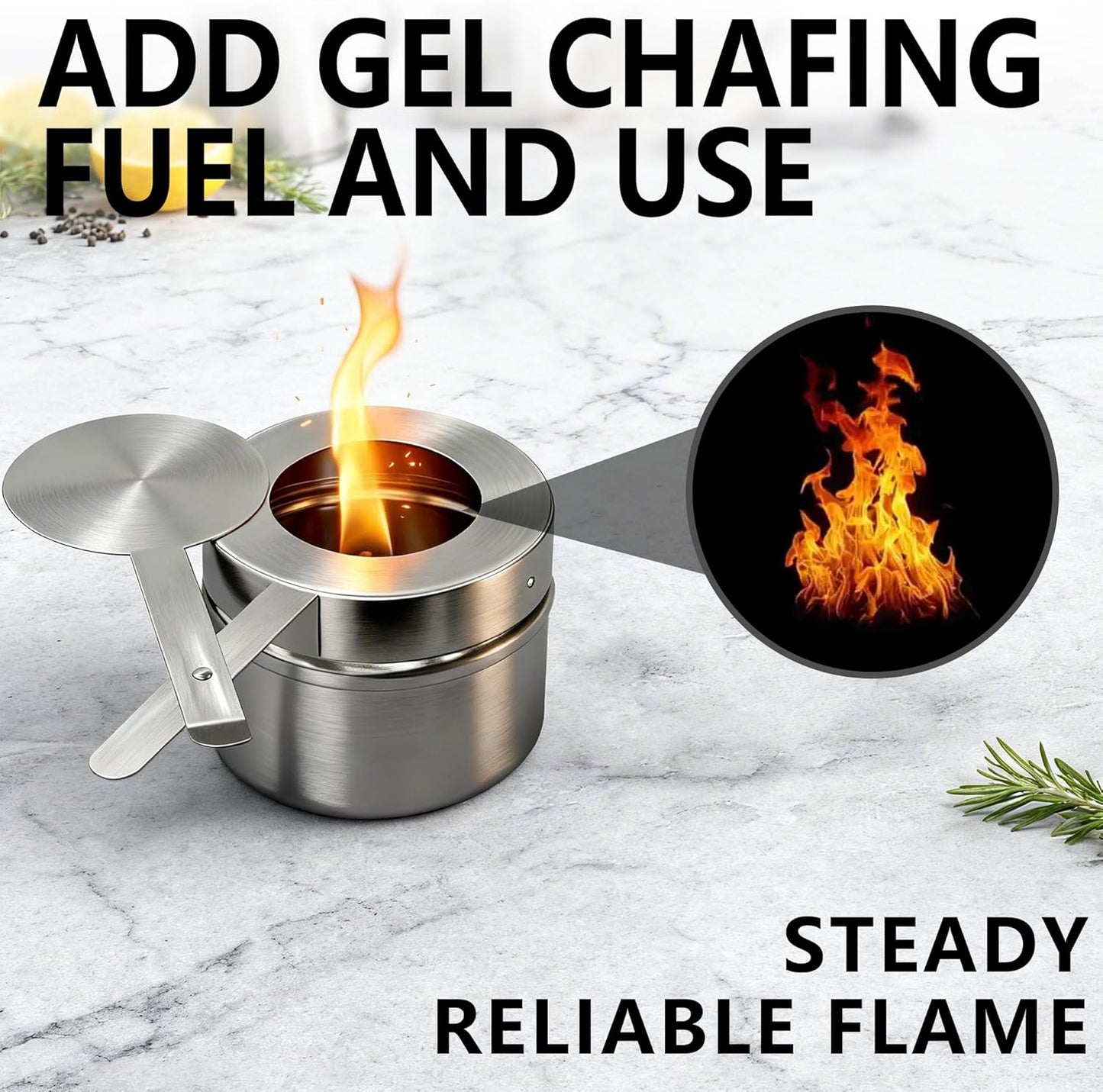 Soporte de combustible acero inoxidable para buffet y catering