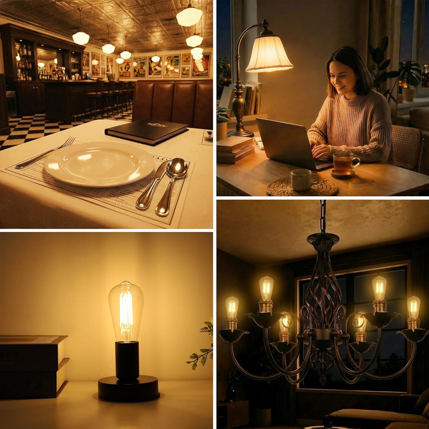 Bombilla LED Edison ST58 regulable 6W blanco cálido