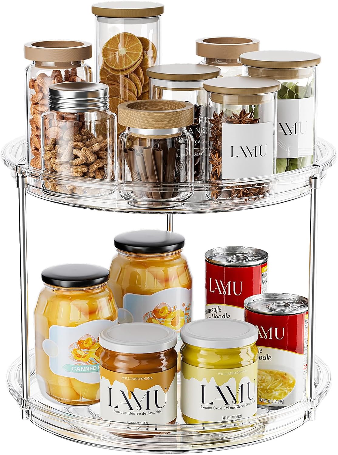 Organizador de tocadiscos Lazy Susan de 9 pulgadas con 2 niveles