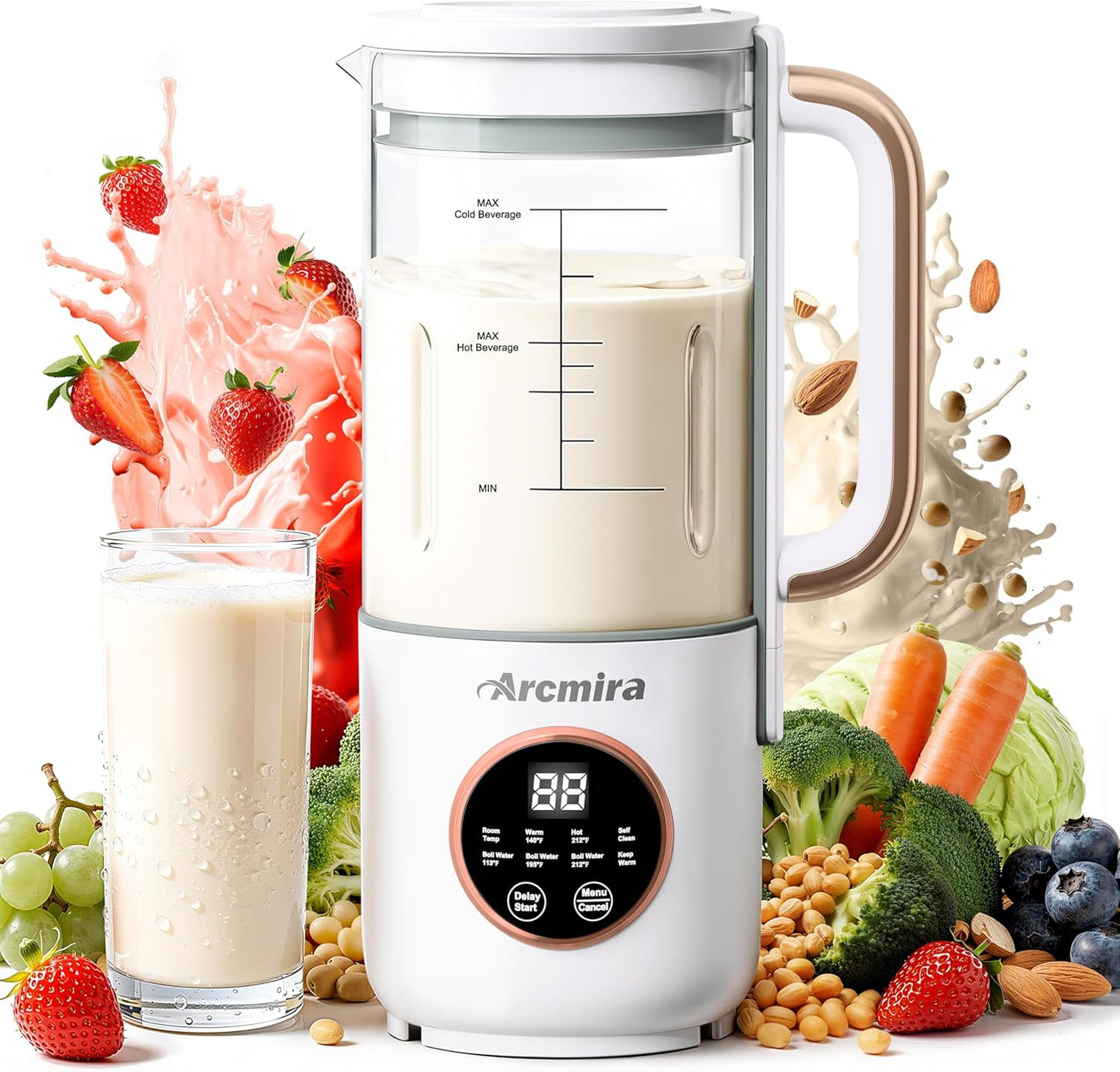 Maker de leche de almendra 35 oz con función retraso y mantén caliente