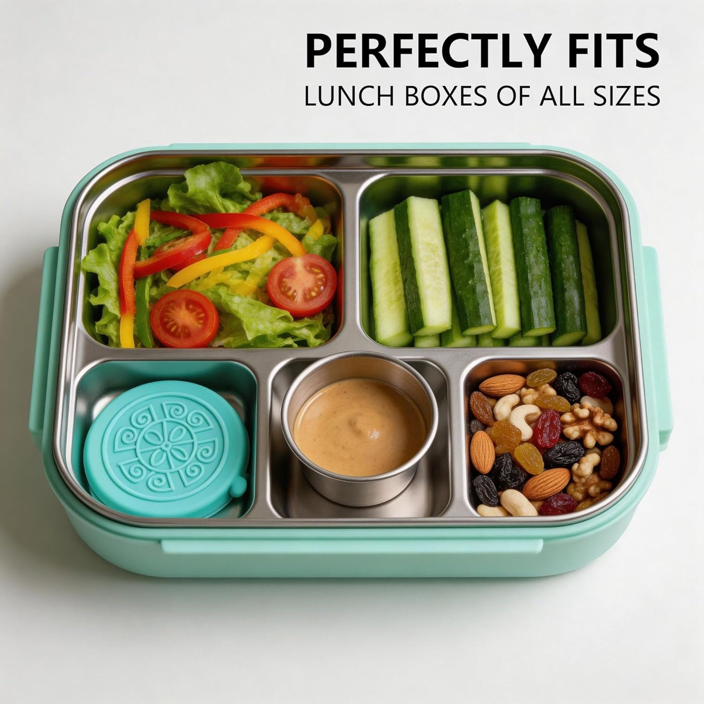 6 Pzas Recipiente Acero Inox 1.6oz con Tapas Condimentos