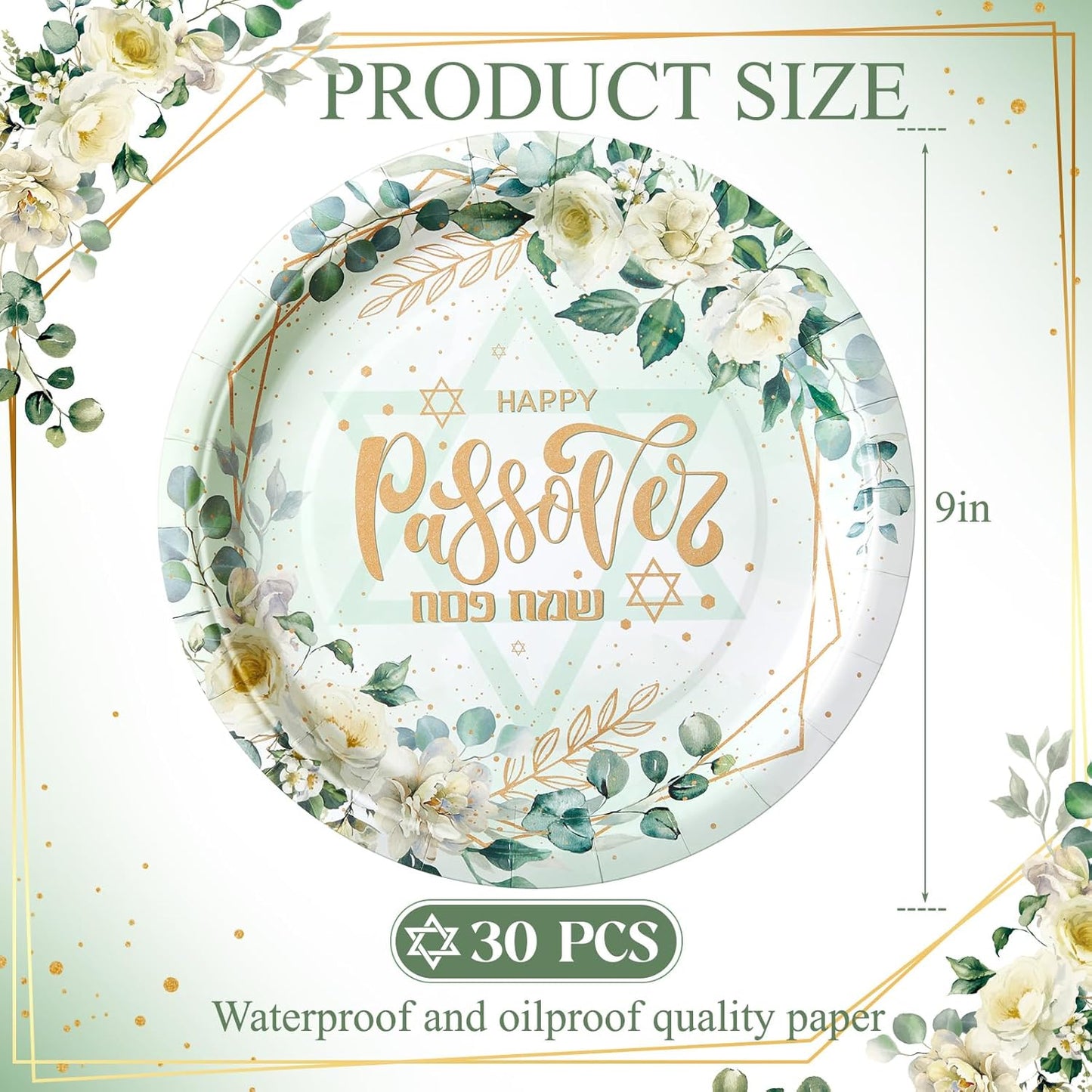 Platos de papel para cena de Pascua estilo floral de 9 pulgadas