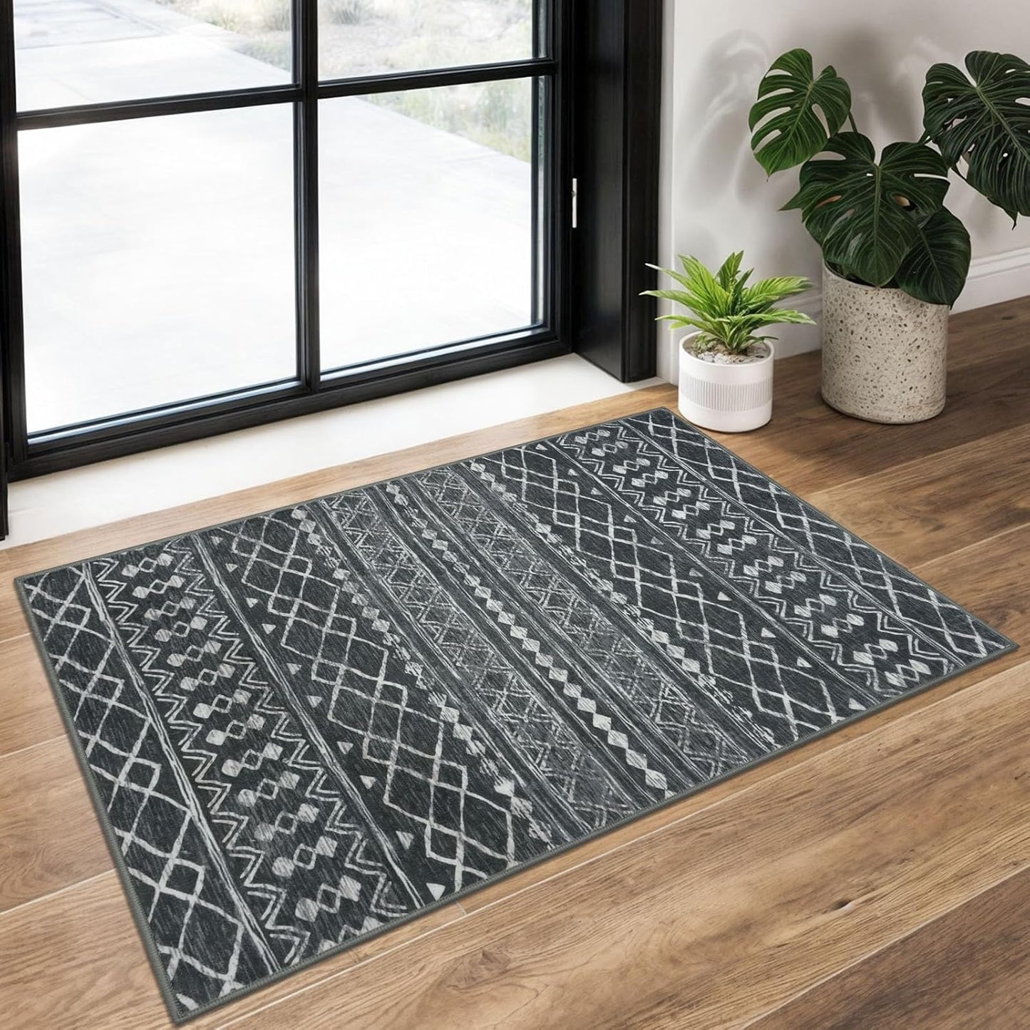 Alfombra antideslizante lavable 2x3ft tapete marroquí bohemio