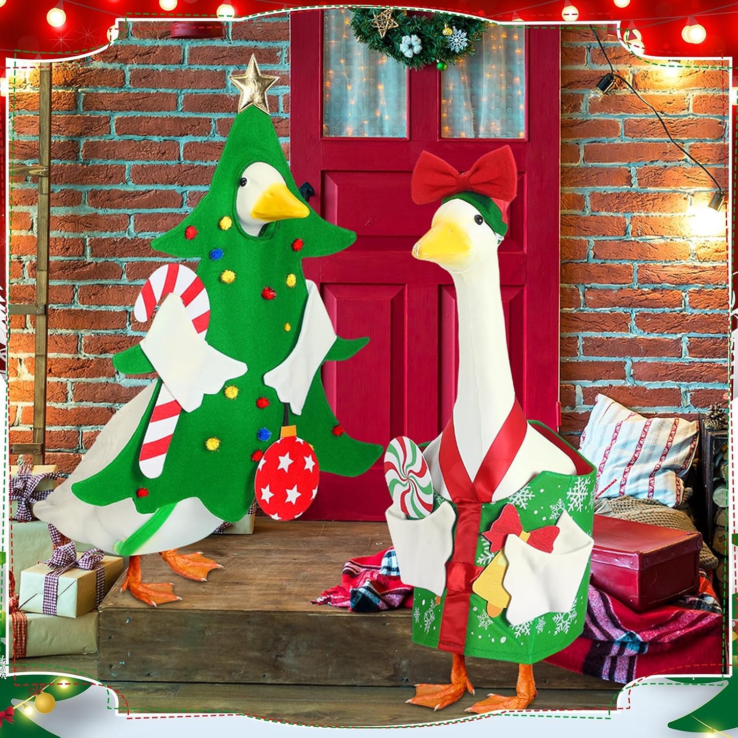 2 Trajes Ganso Navidad Ropa Porche Alto Jardín