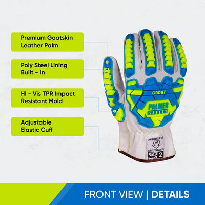 Guantes trabajo resist. cortes PS360 ANSI A7 piel cabra TPR visible