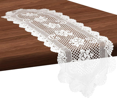 Tapete para mesa de encaje blanco de algodón 45 x 13.38 pulgadas