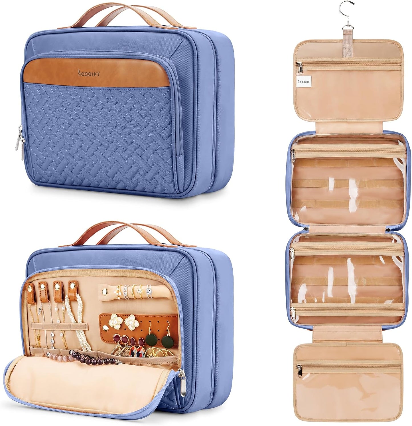 Neceser colgante viaje con 6 fundas silicona impermeables