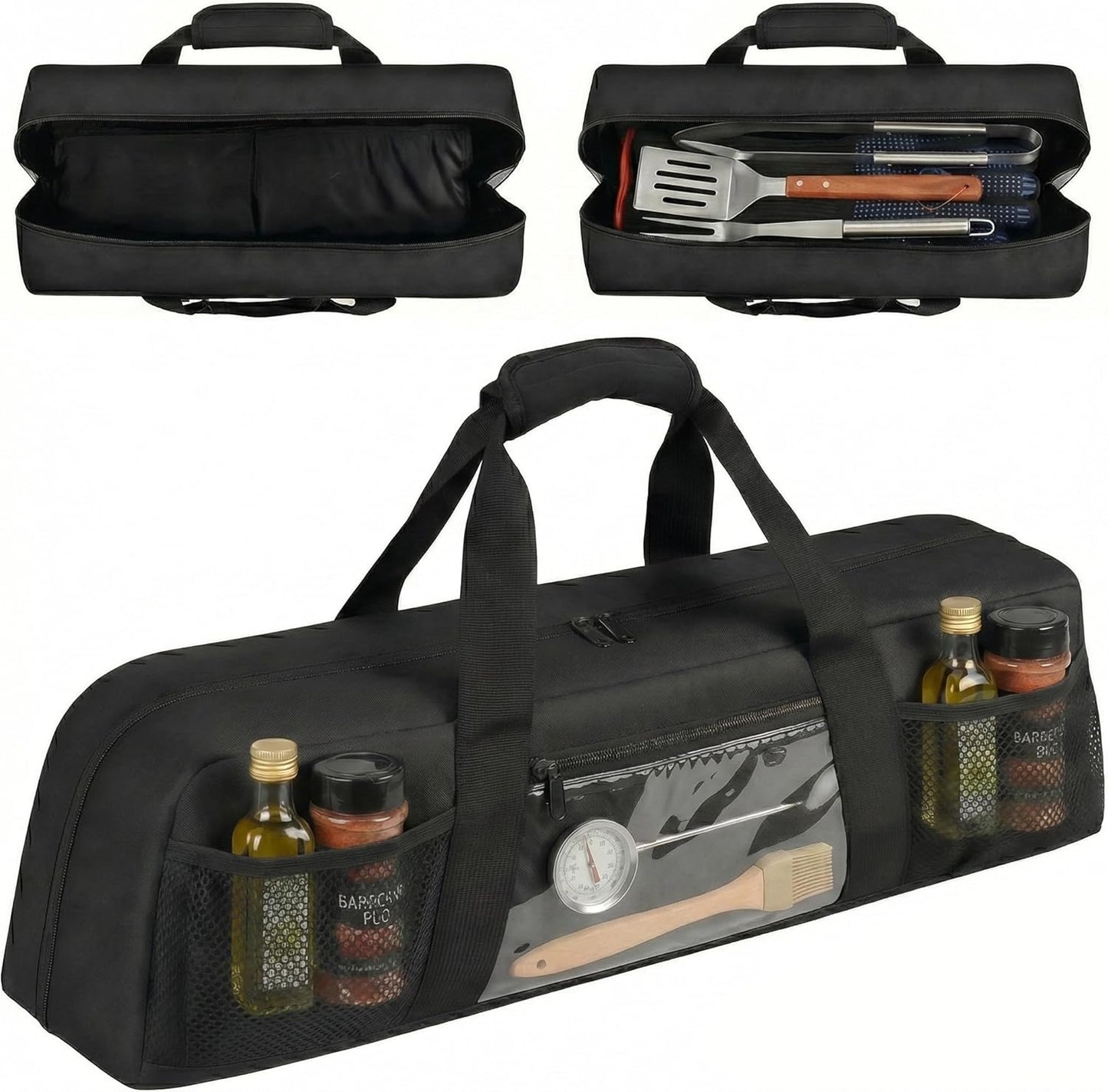 Bolsa almacenamiento utensilios parrilla con bolsillos