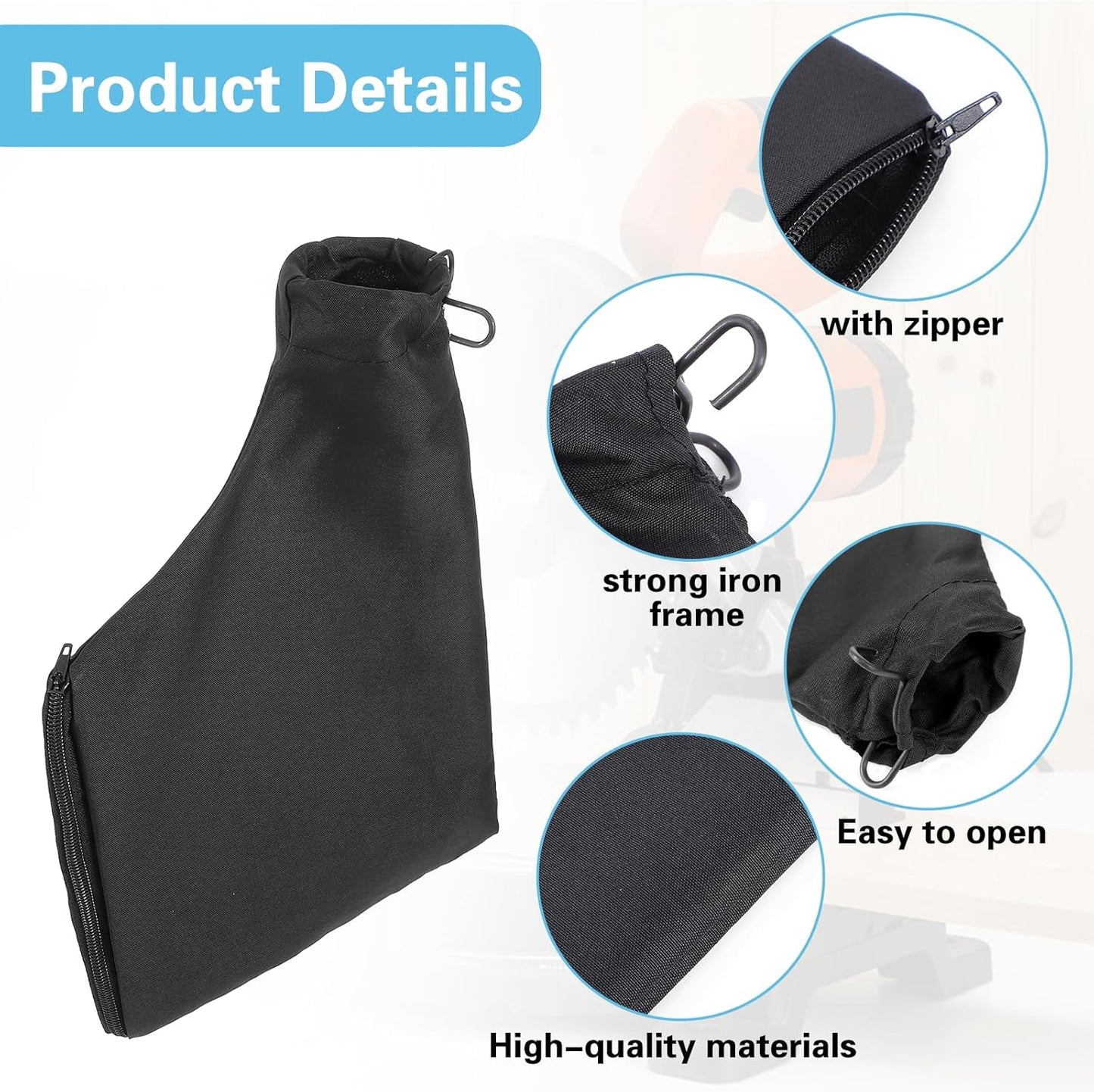 2 Bolsas Antipolvo para Sierra Ingletadora 255 con Cremallera Negro