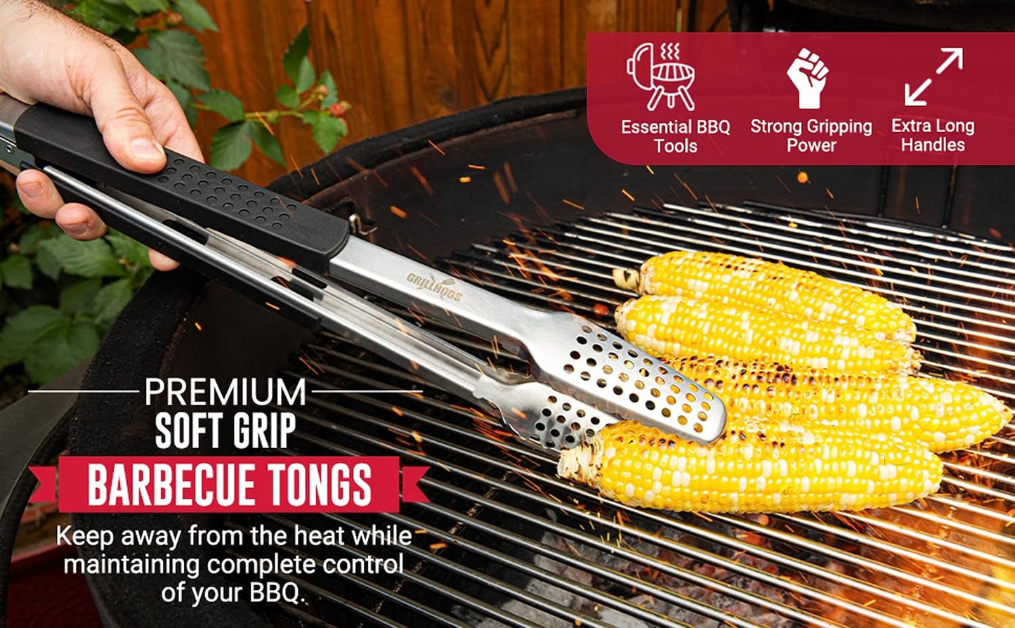 Pinzas barbacoa acero inox 9pulg mango suave negro
