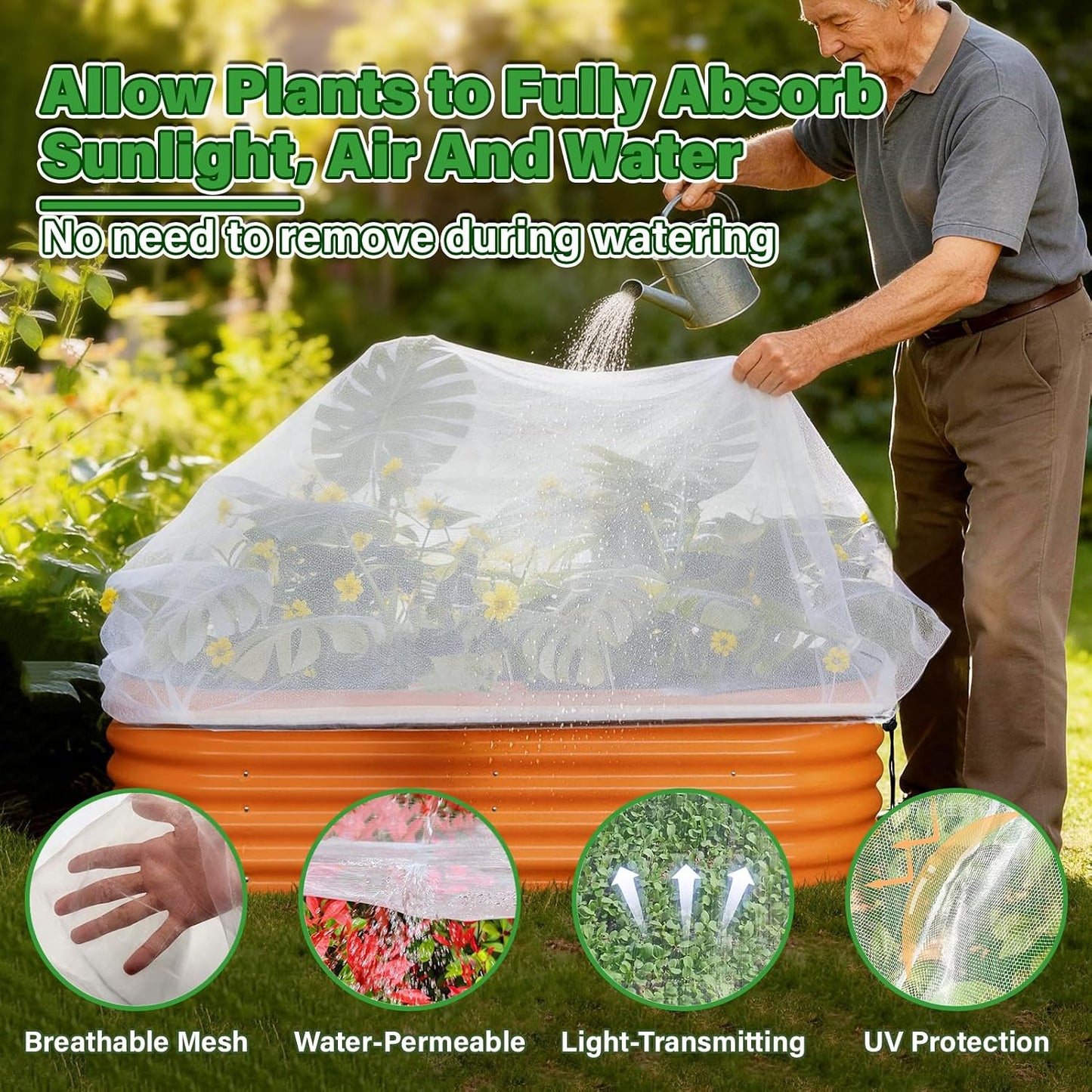 3 Pzas Redes Jardín 4.9x2.3x1.4ft Malla Ultrafina HDPE