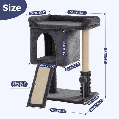Torre árbol gato grande cama 20x13.8pulg rascador sisal rampa