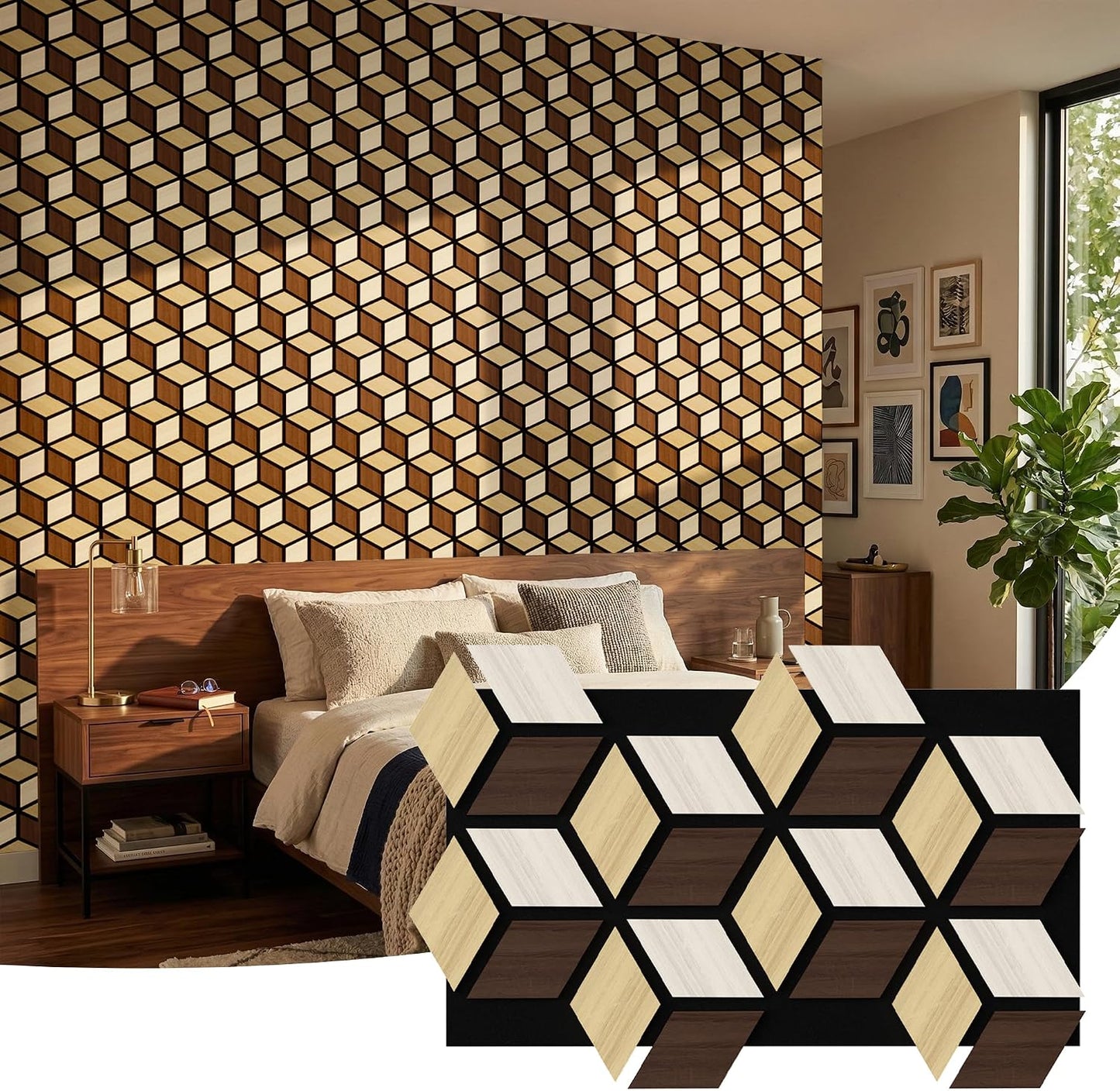 6 Pzas Paneles Acústicos PVC 3D 27x18pulg Madera Estriada