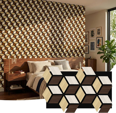 6 Pzas Paneles Acústicos PVC 3D 27x18pulg Madera Estriada