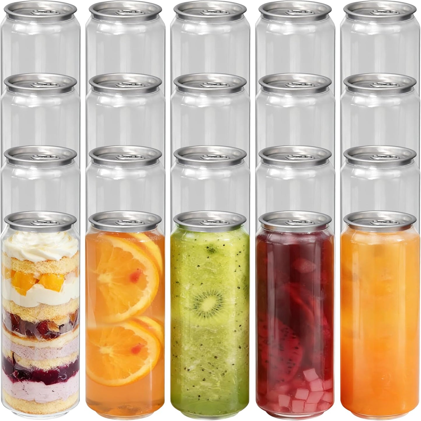 100 Botellas Plástico Jugo Tapas Latas Vacías 16.9oz