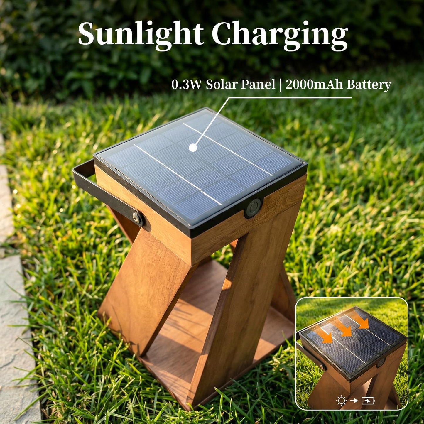 Lámpara solar portátil 3000K 50lm con asa 2000mAh