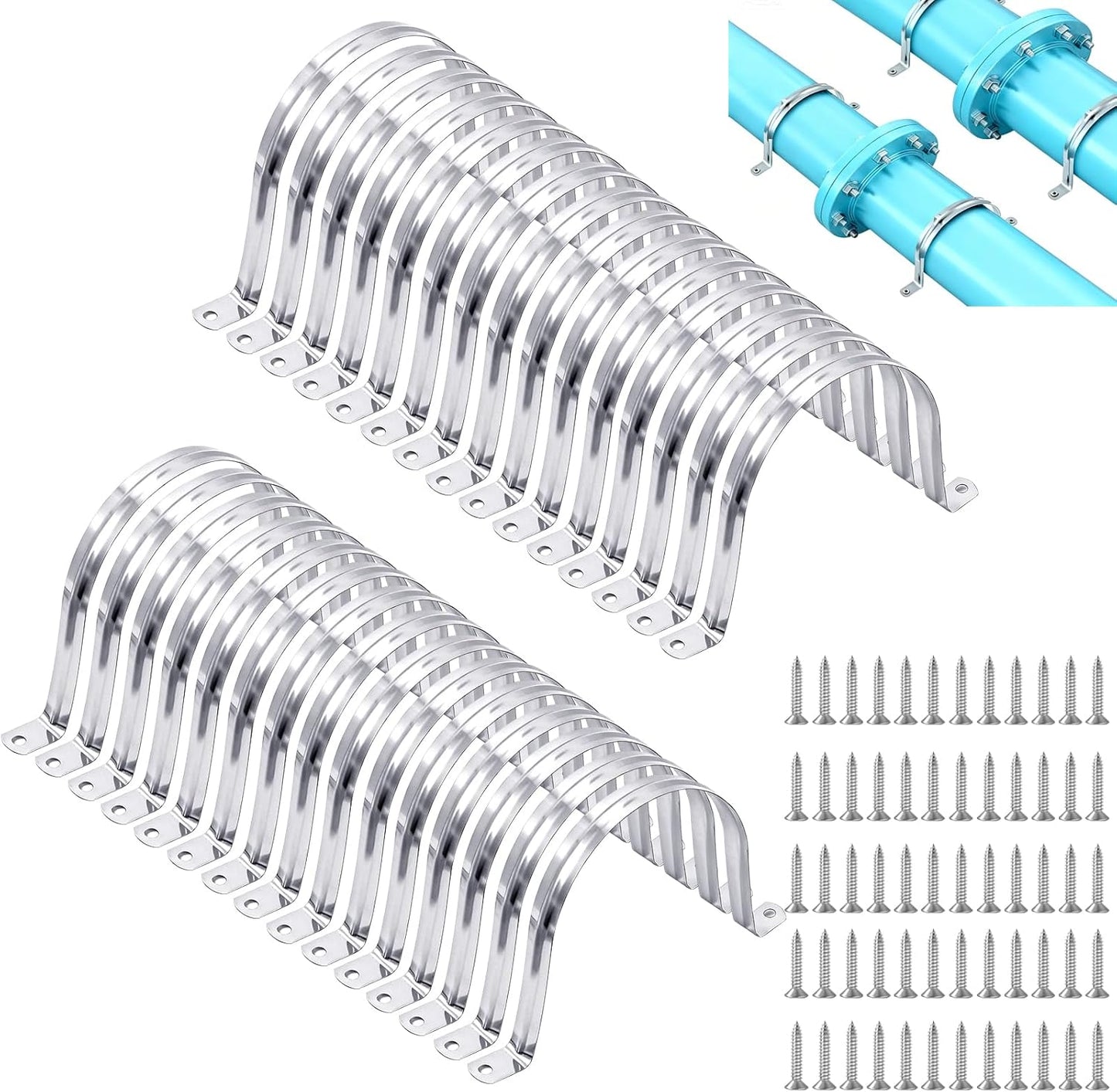 30 Abrazaderas Tubo 4pulg Acero Inox M110 Reforzadas Soporte U